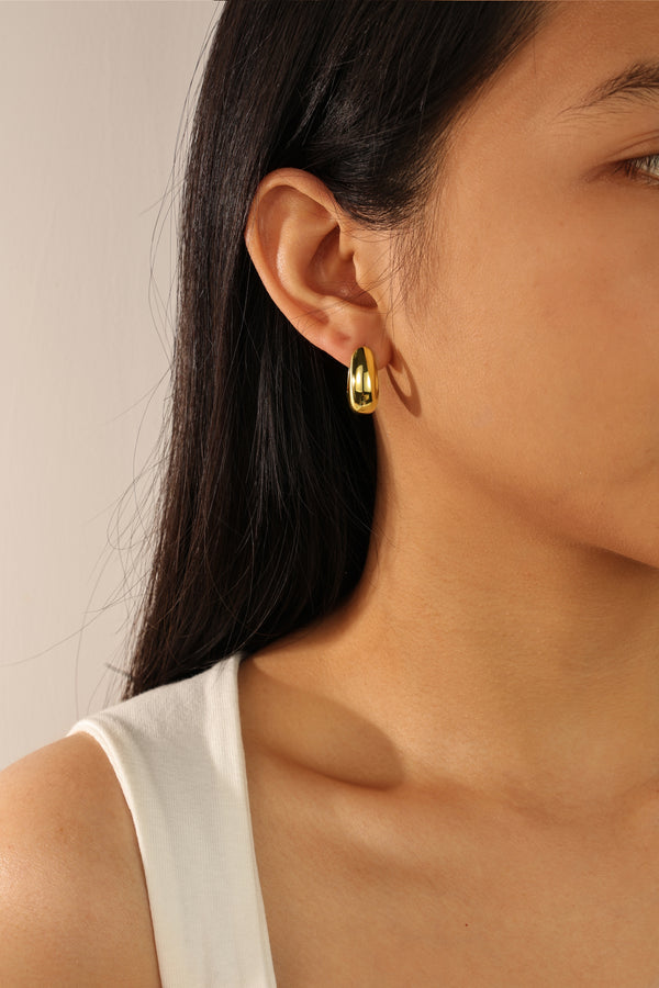 FE2071 925 Sterling Silver Women Gold Chunky Hoop Earrings