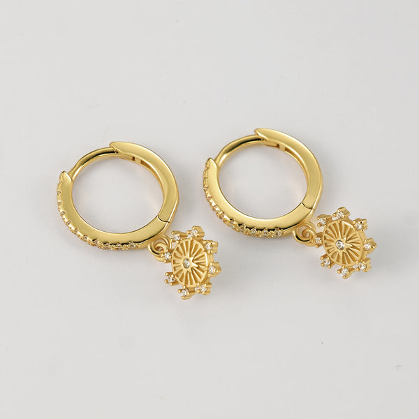 FE2153 925 Sterling Silver Shining Eight-Pointed Star Dangle Earrings