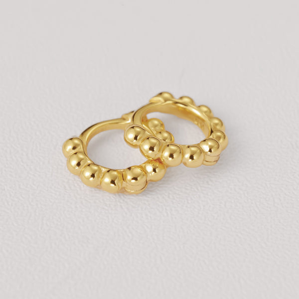 FE2110 FE2111 925 Sterling Silver Minimalist Beads Hoop Earrings