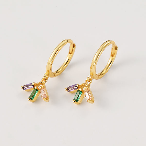 FE2215 925 Sterling Silver Trio Colorful CZ Dangle Earrings