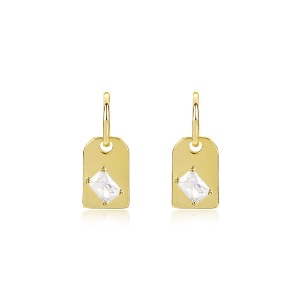 FE3044 925 Sterling Silver Geometric Square Zircon Earrings
