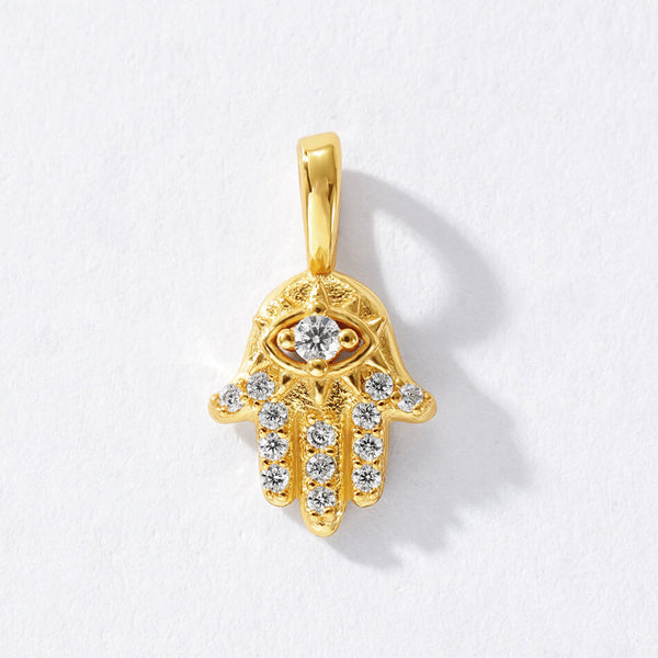 VFD0258 Dianty Hamsa Hand Necklace Charm Pendant With Cubic Zirconia