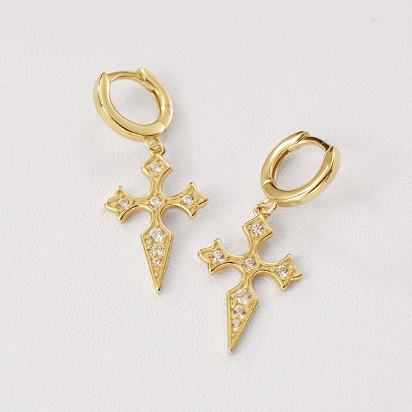 FE2109 FE2178 925 Sterling Silver Fashion Cross Pendant Hoop Earrings