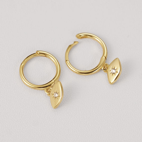 FE2127 925 Sterling Silver Cubic Zircon Eye Dangle Earrings