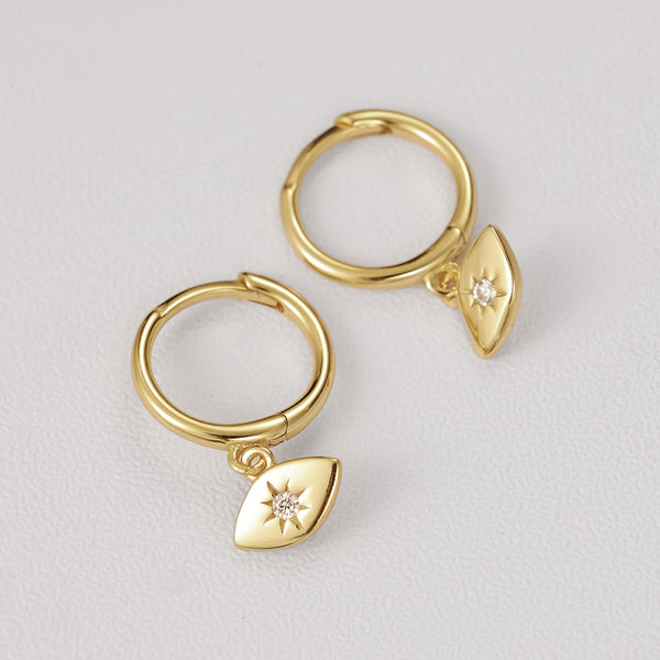 FE2127 925 Sterling Silver Cubic Zircon Eye Dangle Earrings