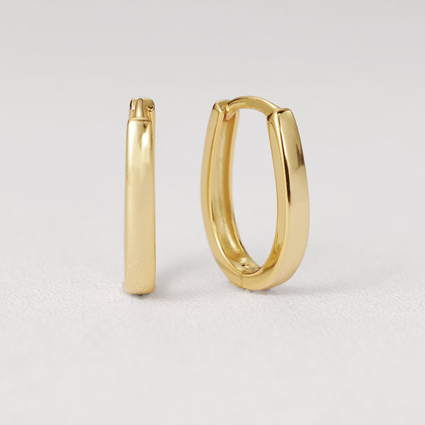 FE2161 925 Sterling Silver Minimalist Rectangle Hoop Earrings