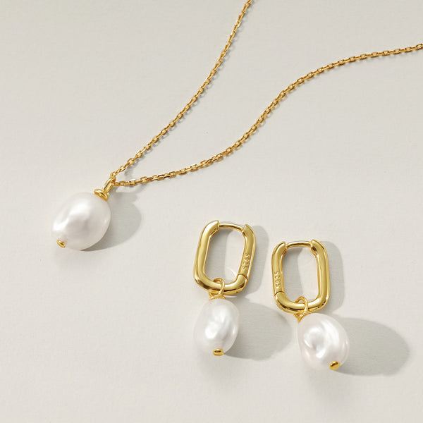 PN0141 925 Sterling Silver Baroque Pearl Pandent Necklace