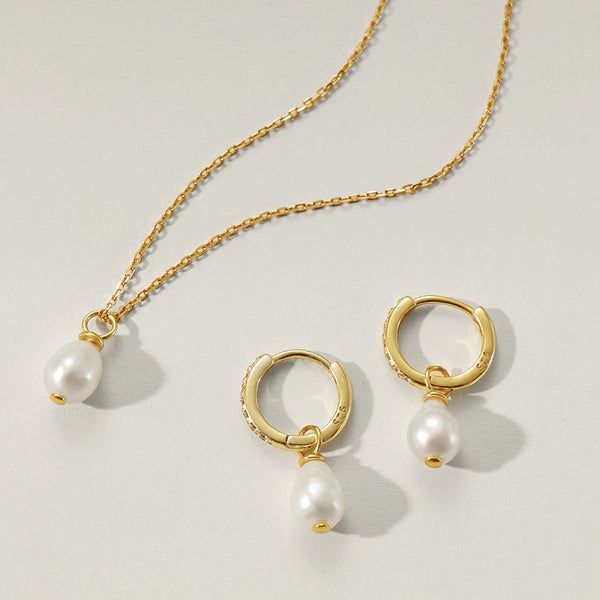 PN0147 925 Sterling Silver Elegant Pearl Pendant Necklace