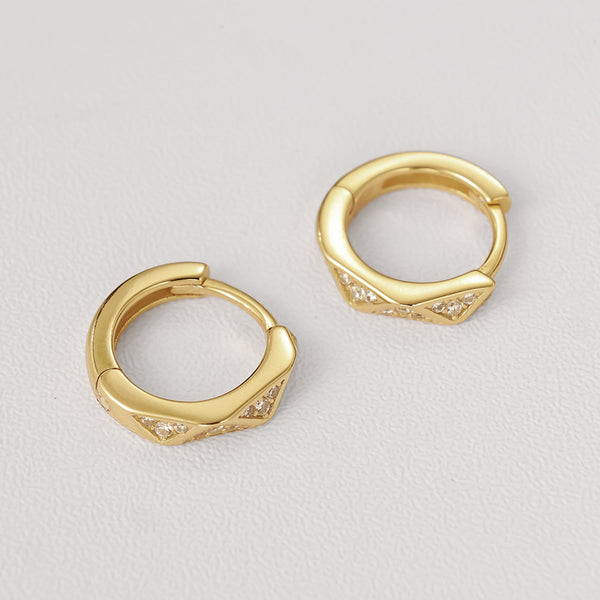 FE2204 925 Sterling Silver Geometry Rhombus Cubic Zirconia Hoop Earrings