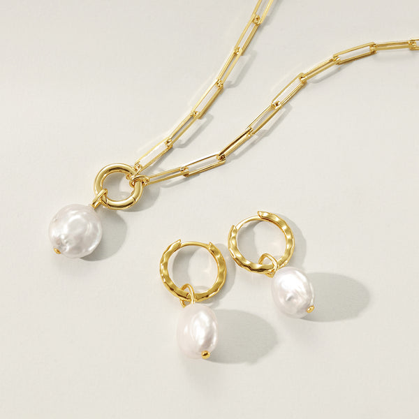 PN0148 925 Sterling Silver Baroque Pearl Box Chain Necklace