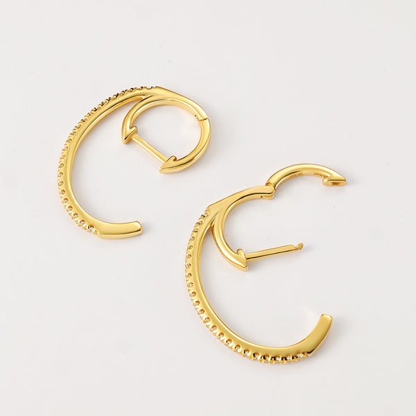 FE2229 925 Sterling Silver Number 6 Arched Hoop Earrings