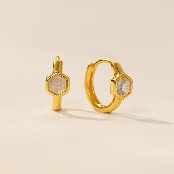 VFE0240 Hexagon Natural Stone Earrings