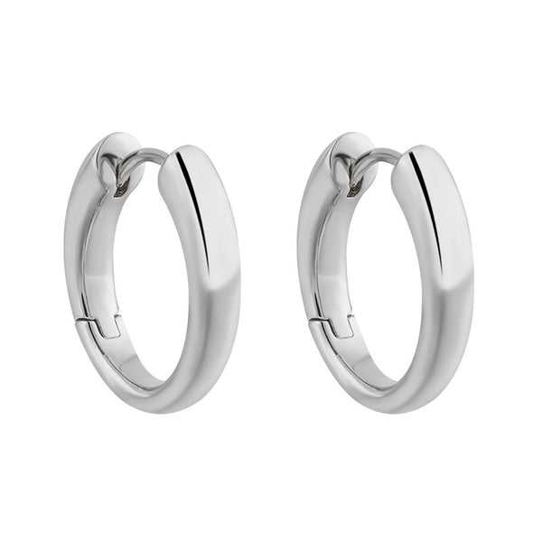 RHE1332 925 Sterling Silver Classic Geometric Hoop Earrings