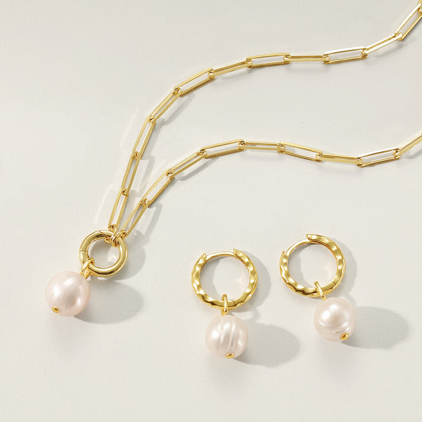 PE0170 925 Sterling Silver Classic Freshwater Pearl Dangle Earrings