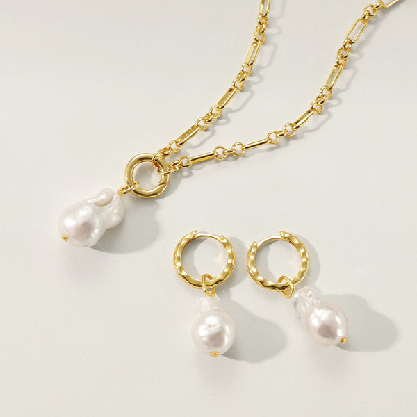 PN0144 925 Sterling Silver Baroque Pearl Pendant Clip Necklace