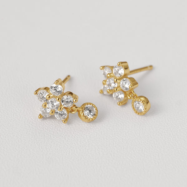 FE2244 925 Sterling Silver Luxury Shining Snowflake Stud Earrings