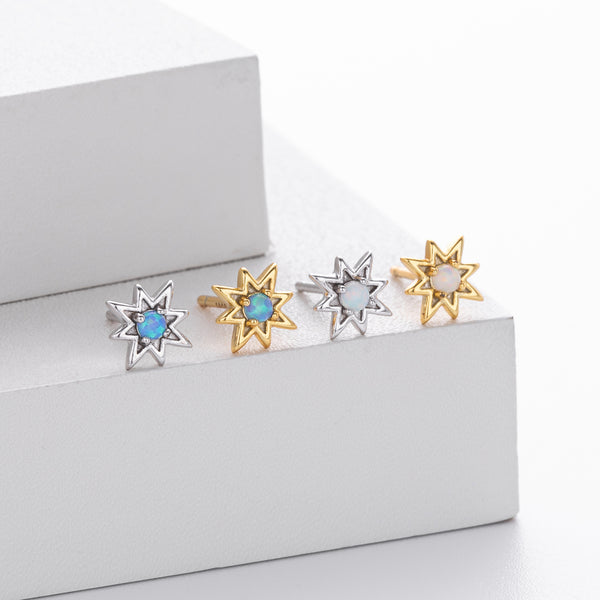 FE4131 Starburst Opal Stud Earrings