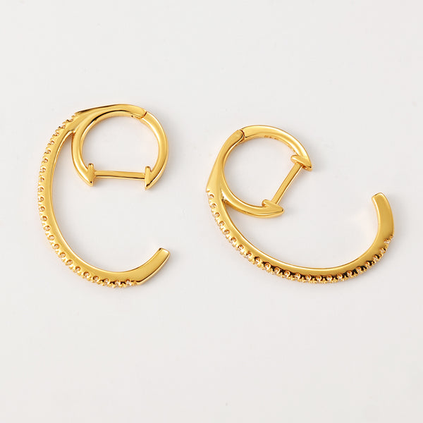 FE2229 925 Sterling Silver Number 6 Arched Hoop Earrings