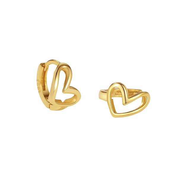 FE2325 925 Sterling Silver Heart Hoop Earrings