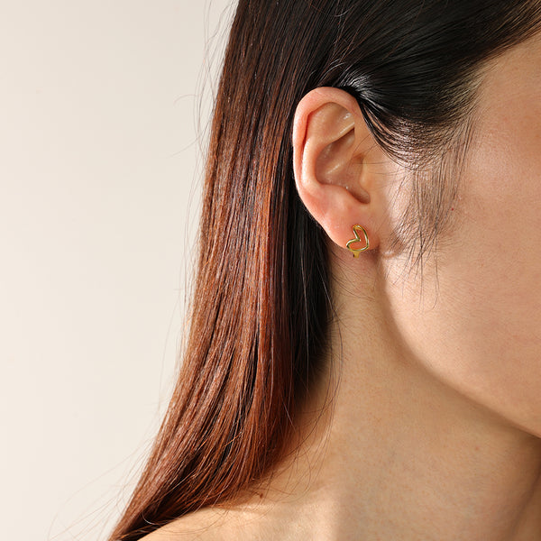 FE2325 925 Sterling Silver Heart Hoop Earrings