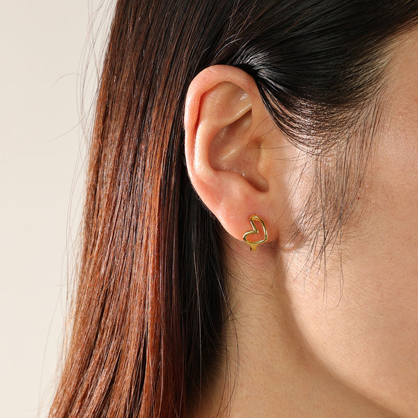 FE2325 925 Sterling Silver Heart Hoop Earrings