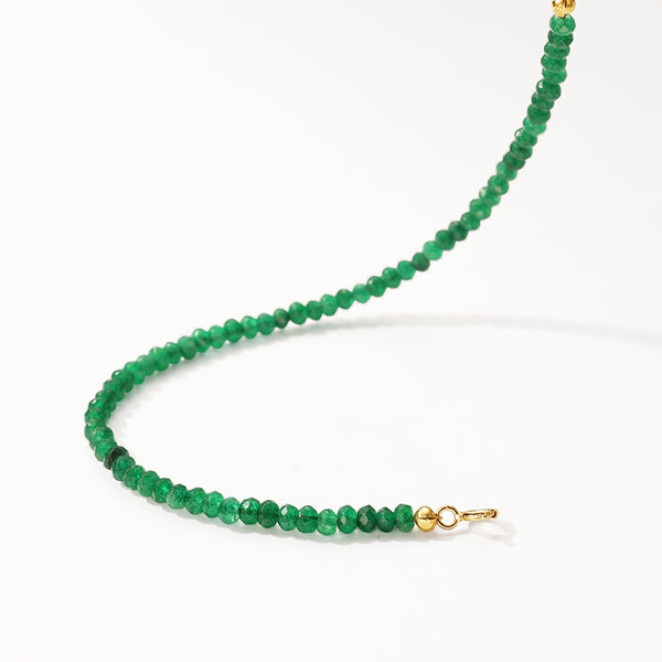 PB0124 925 Sterling Silver Green Jade Beaded Bracelets