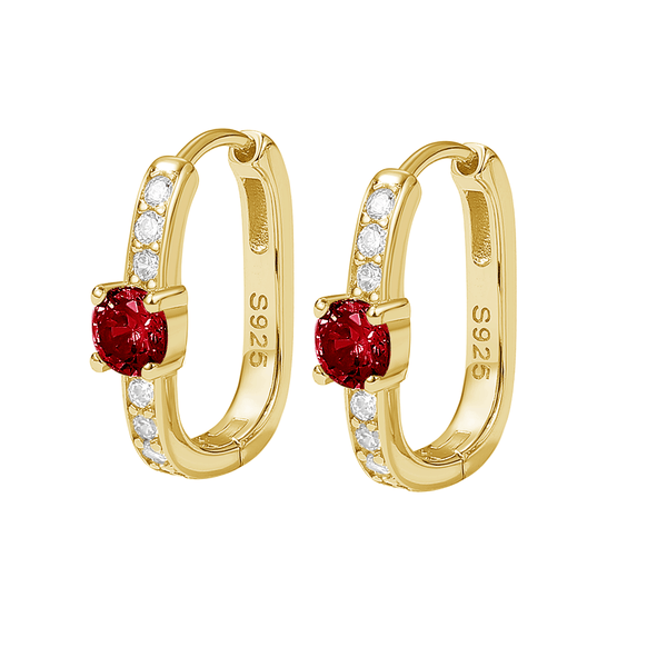FE2035 925 Sterling Silver Birstone Zirconia Oval Hoop Earrings