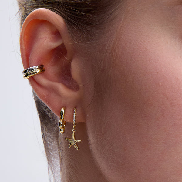 BVFE0762 Flower Half Hoop Earrings
