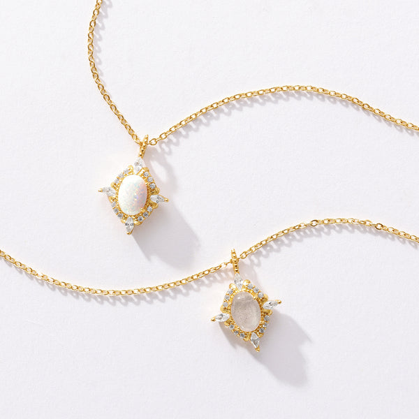VFX0186 Oval & CZ Pendant Necklace
