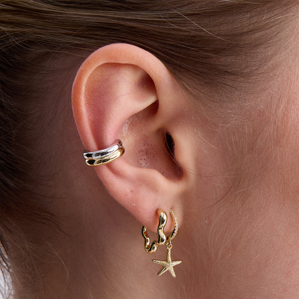 BVFE0762 Flower Half Hoop Earrings
