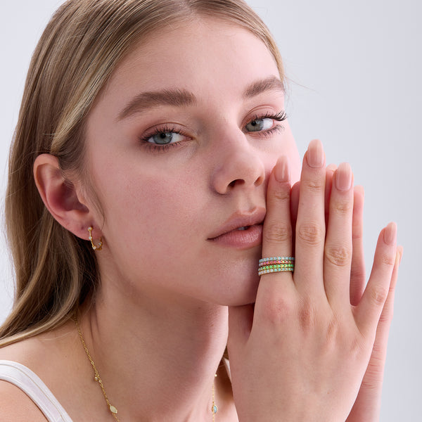 VFJ0235 Green Gradient Opal Ring