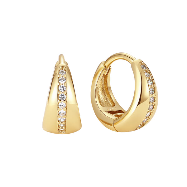 VFE1370 Chunky Cubic Zirconia Huggie Hoop Earrings