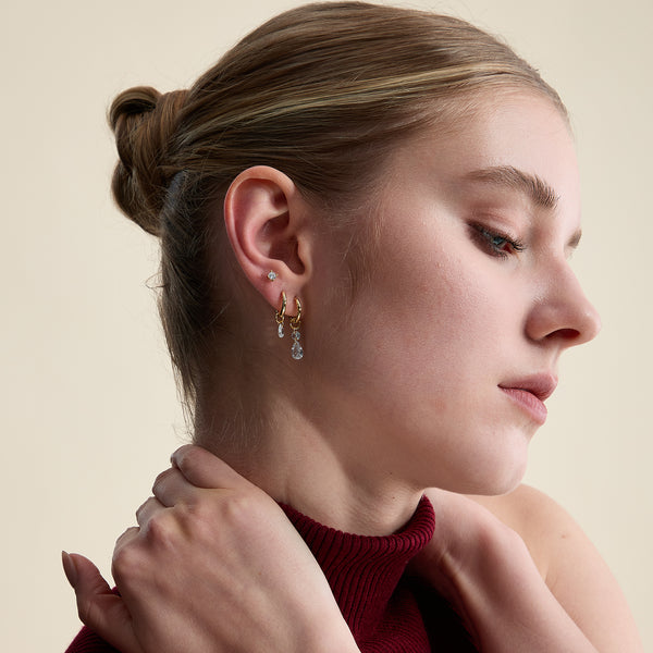 VFE1084 Round and Teardrop Zircon Pendant Earrings