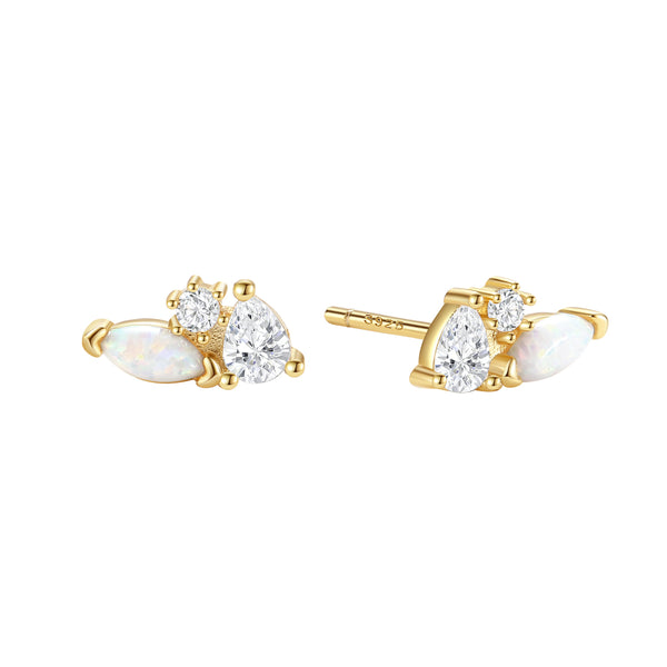 VFE1311 Opal + CZ Stud Earrings