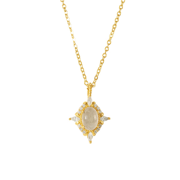 VFX0186 Oval & CZ Pendant Necklace