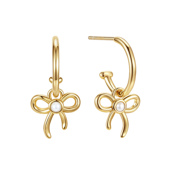 VFE0821 Bowknot Shell Pearl Earrings
