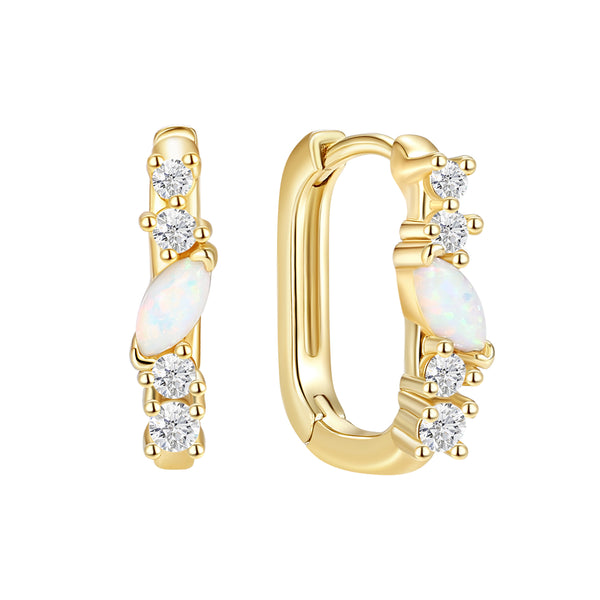 VFE1309 Marquise Opal Hoop Earrings