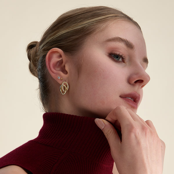 VFE1040 Interlocking Double Hoop Stud Earrings