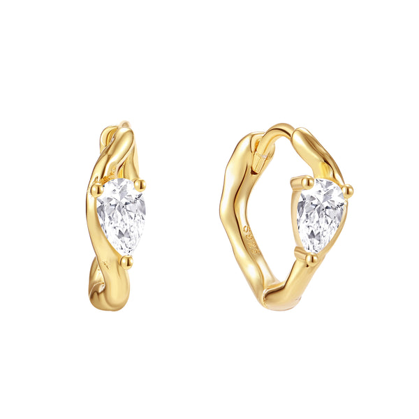 VFE0862 Pear Cut CZ Wave Hoop Earrings