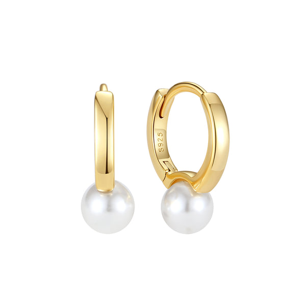 BVFE1411 Shell Pearl Hoop Earrings