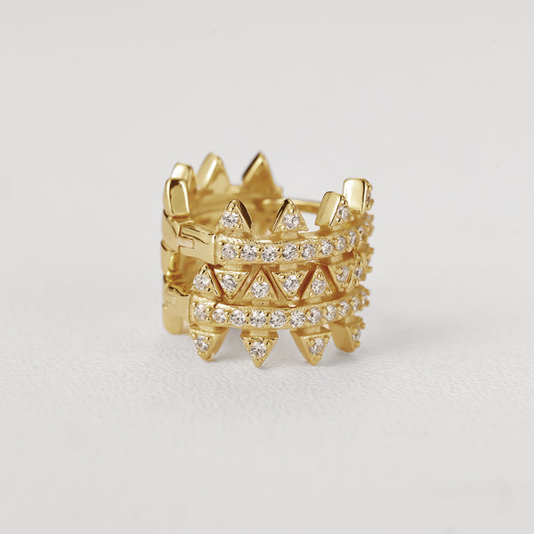 FE2227 925 Sterling Silver Pave Cubic Zirconia Awl Hoop Earrings