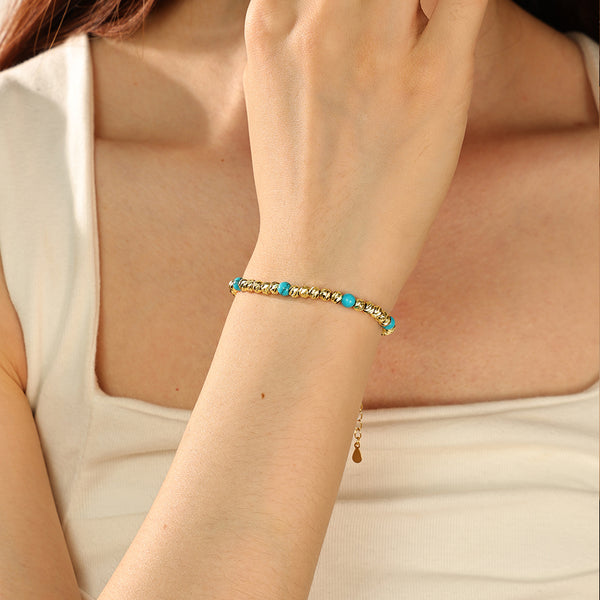 PB0060 Gold Bead Turquoise Bracelet
