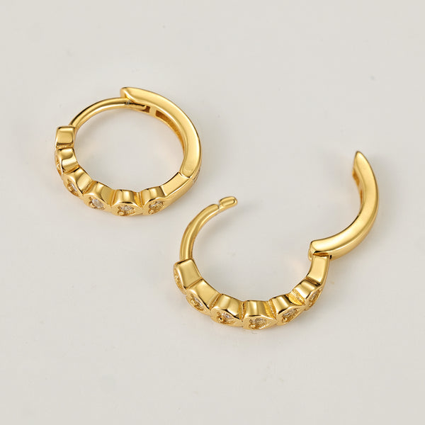 FE2097 925 Sterling Silver Quality CZ Heart Hoop Earrings