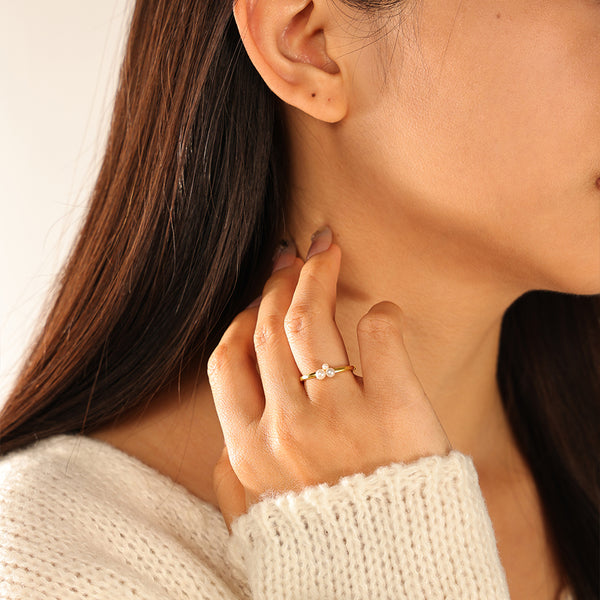 VFJ0136 Trio Shell Pearl Women Ring