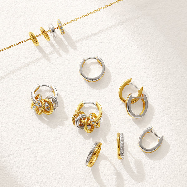 VFE0703 Two Tone Hoop Earrings