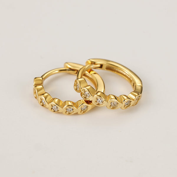 FE2097 925 Sterling Silver Quality CZ Heart Hoop Earrings