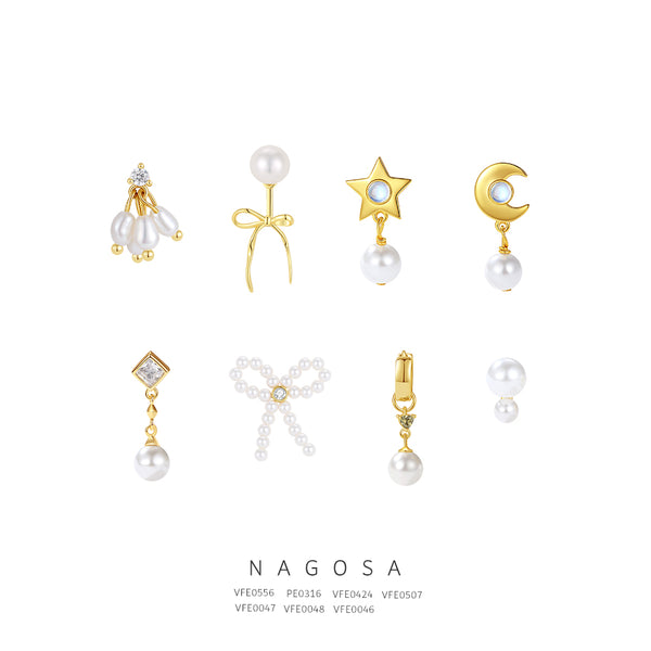 Dainty Women Pearl Piercing Stud Earrings