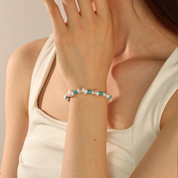 PB0058 Freshwater Pearl Turquoise Bracelet