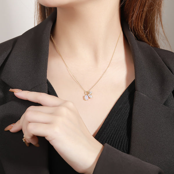 FX1168 Zircon Moonstone Pendant Necklace
