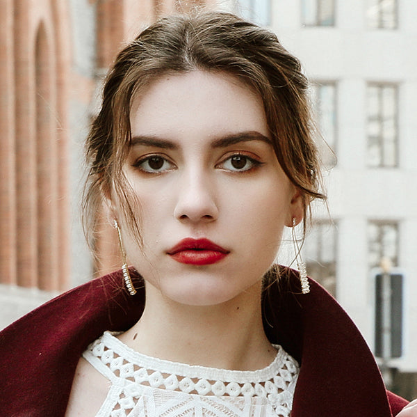 FE2689 925 Sterliang Silver Long Tassel Zircon Dangle Stud Earring